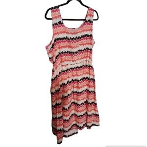 NWOT Red Geometric Striped Pattern Fully LIned Knee Length Dress